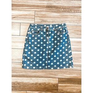 Boden Classic Polka Dot Denim Skirt, Size 10